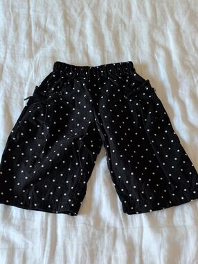 Zara Black Polka Dot Elastic Waist Barrel Pants